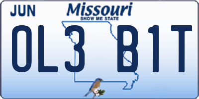 MO license plate OL3B1T