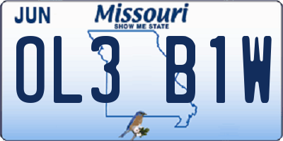 MO license plate OL3B1W