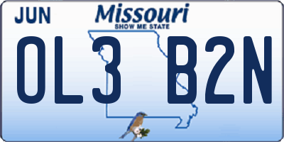 MO license plate OL3B2N
