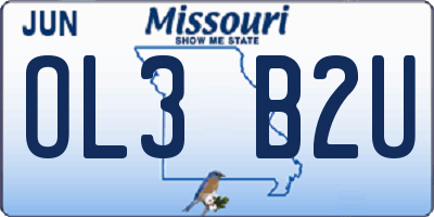 MO license plate OL3B2U