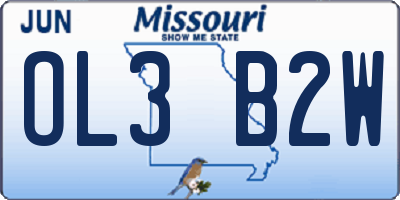 MO license plate OL3B2W