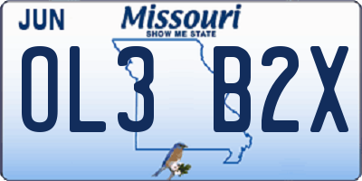 MO license plate OL3B2X