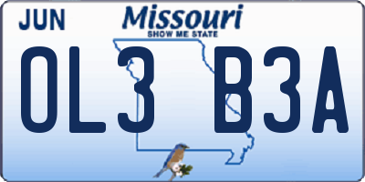 MO license plate OL3B3A