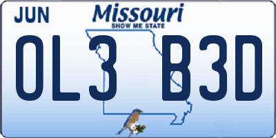 MO license plate OL3B3D
