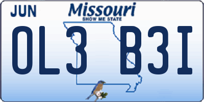 MO license plate OL3B3I