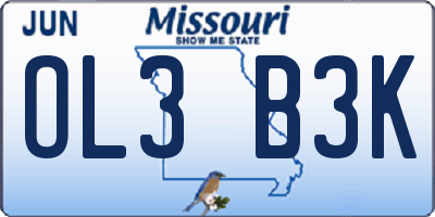 MO license plate OL3B3K