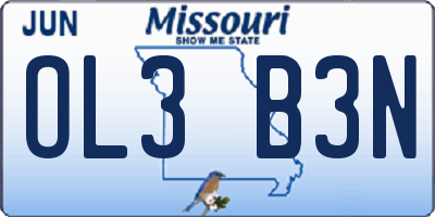 MO license plate OL3B3N
