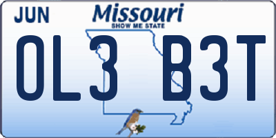 MO license plate OL3B3T