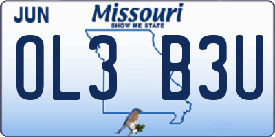 MO license plate OL3B3U