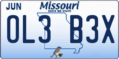 MO license plate OL3B3X