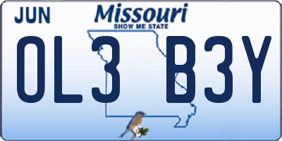 MO license plate OL3B3Y