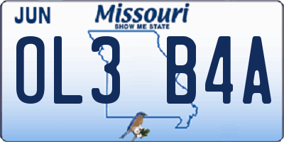 MO license plate OL3B4A