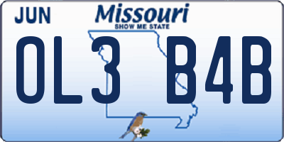 MO license plate OL3B4B