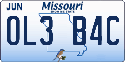MO license plate OL3B4C