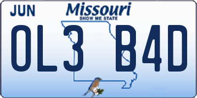 MO license plate OL3B4D