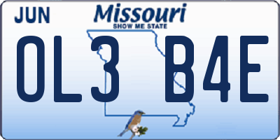 MO license plate OL3B4E
