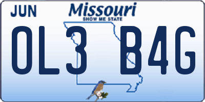 MO license plate OL3B4G
