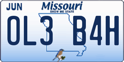 MO license plate OL3B4H