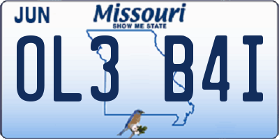 MO license plate OL3B4I
