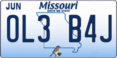 MO license plate OL3B4J