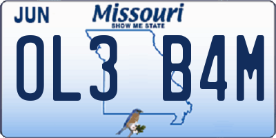 MO license plate OL3B4M