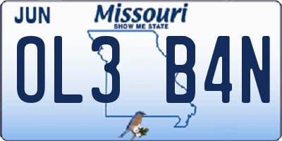 MO license plate OL3B4N