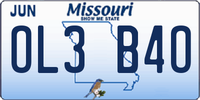 MO license plate OL3B4O