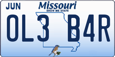 MO license plate OL3B4R