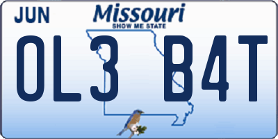 MO license plate OL3B4T