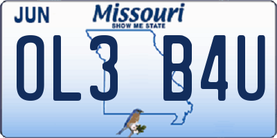 MO license plate OL3B4U