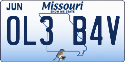 MO license plate OL3B4V