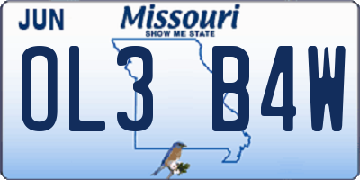 MO license plate OL3B4W