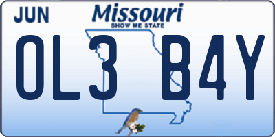 MO license plate OL3B4Y