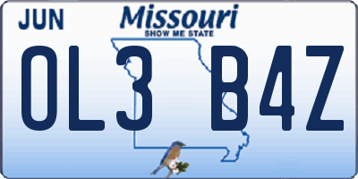 MO license plate OL3B4Z