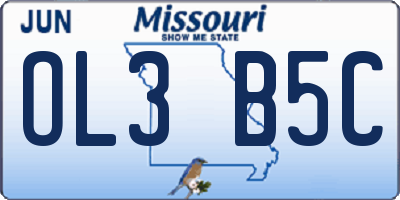 MO license plate OL3B5C