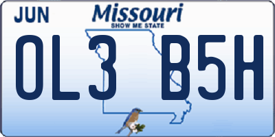 MO license plate OL3B5H