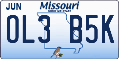 MO license plate OL3B5K