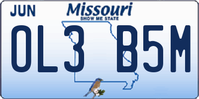 MO license plate OL3B5M