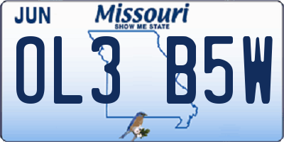 MO license plate OL3B5W