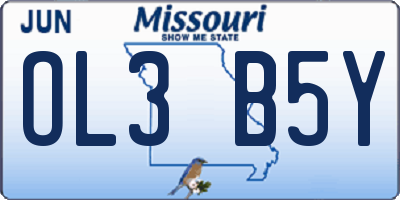 MO license plate OL3B5Y