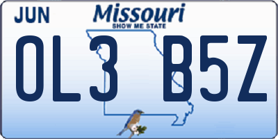 MO license plate OL3B5Z