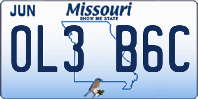 MO license plate OL3B6C