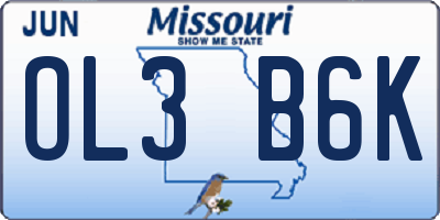 MO license plate OL3B6K
