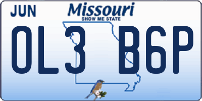 MO license plate OL3B6P