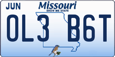 MO license plate OL3B6T