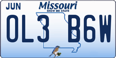 MO license plate OL3B6W