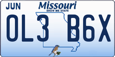 MO license plate OL3B6X