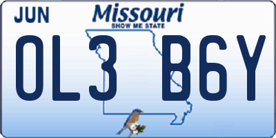 MO license plate OL3B6Y