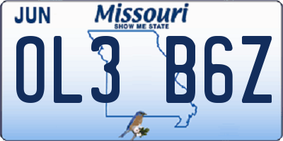 MO license plate OL3B6Z