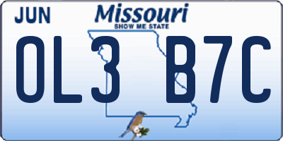 MO license plate OL3B7C